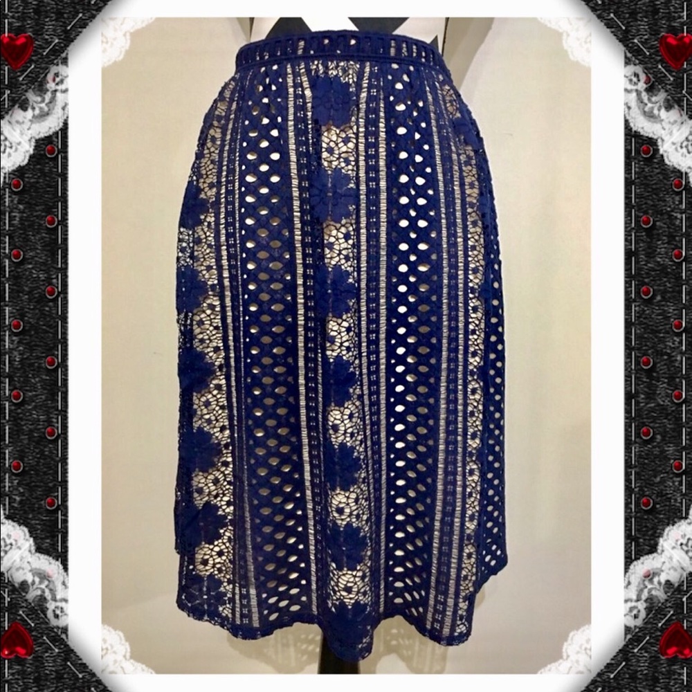 Blue Rair Full Lace Over A Line Skirt